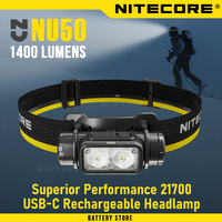 Nitecore NU50 headlamp 1400 Lumen Lightweight Headlamp 4000mAh Battery USB-C Rechargeable
