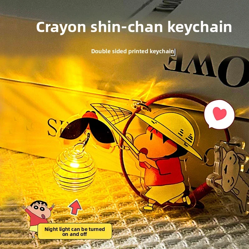 Crayon Shin Chan Acrylic Keychain Anime Figures Firefly Keyrings Backpack Gift for Boy Girl Children Couple Birthday Halloween