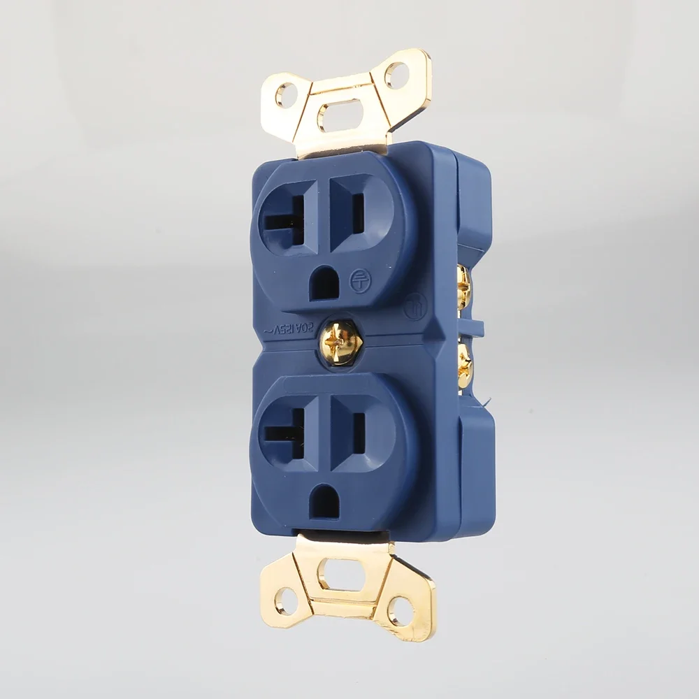Audiocrast Pure Copper Gold Rhodium Plated US AC 20A Power Duplex Receptacle Outlet Socket for HiFi Distributor