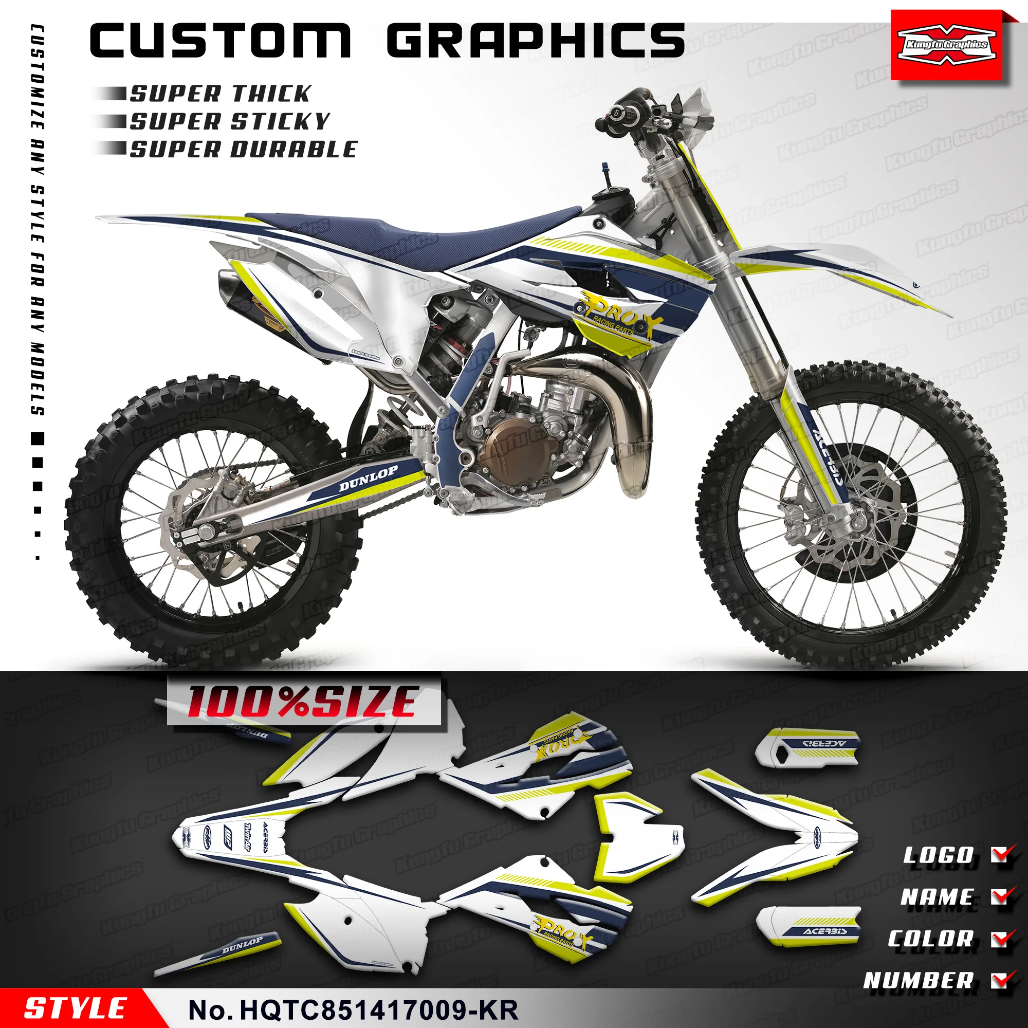 

KUNGFU GRAPHICS Stickers Set Vinyl Decal for Husqvarna TC85 2014 2015 2016 2017, HQTC851417009-KR