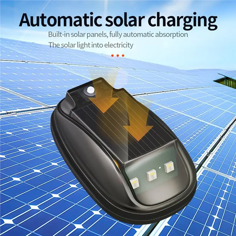 【HAPPY】Solar Car Roof RGB Strobe Light With Remote Control, 8 Colors Waterproof Interior Car Lights Wireless LED