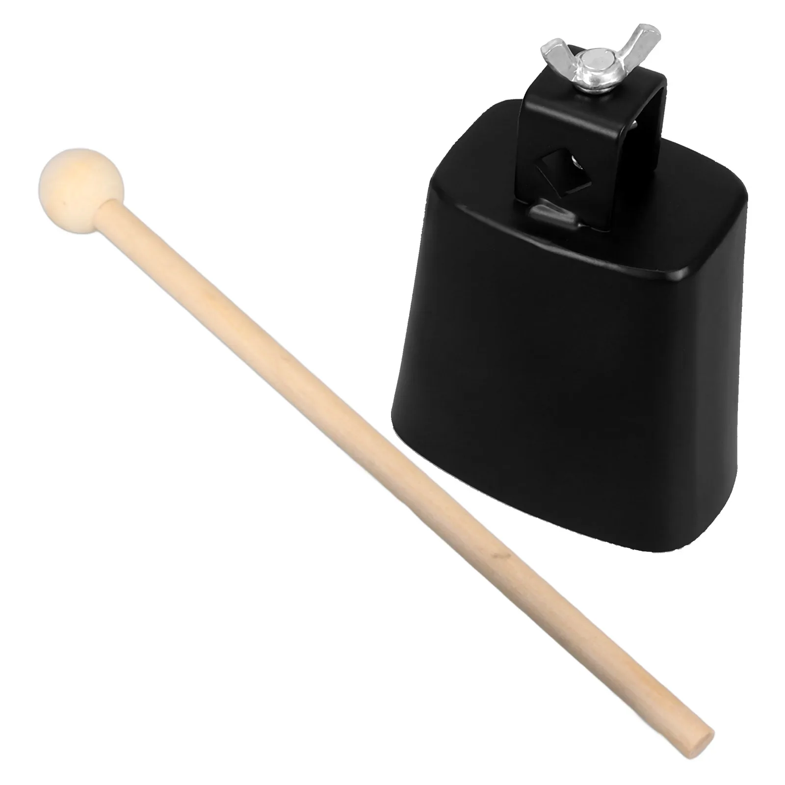 

4 Inch Metal Cowbell Black Loud Compact Easy to Carry Doorbell Cheering Bell Drum Set Accessories Percussion Instrument
