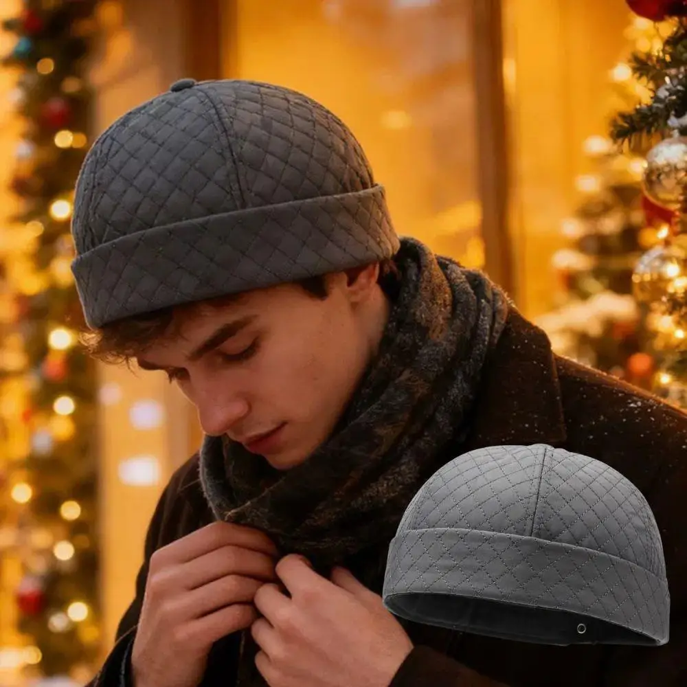 الخريف الشتاء الدافئة المالك قبعة الشارع البطيخ الجلد المد القبعات الرجعية قبعة بتصميم هيب هوب الرجال مربع شبكة الصوف مبطن رشاقته دوكر قبعة