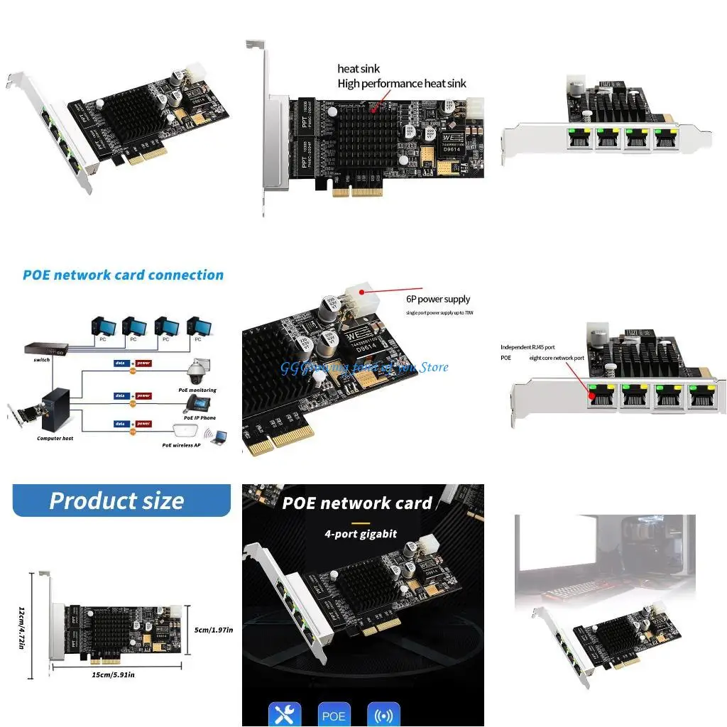 

H9EB PCIe 4X Gigabit Networking Card 1000M PCIE Ethernet Adapter Networking Card POE Lan