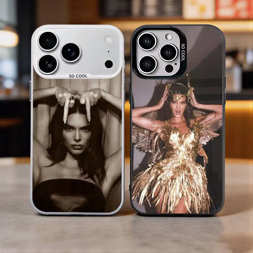 

K-Kendall Jenner Phone Case For iPhone 17, 16,15,14,13,12,11 Plus,Pro Max, Colorful Silver Funda Cover