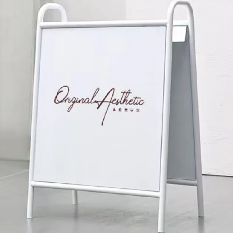 Out-of-home advertising sign display stand with swing frame, foldable steel pavement pavilion plaque poster stand