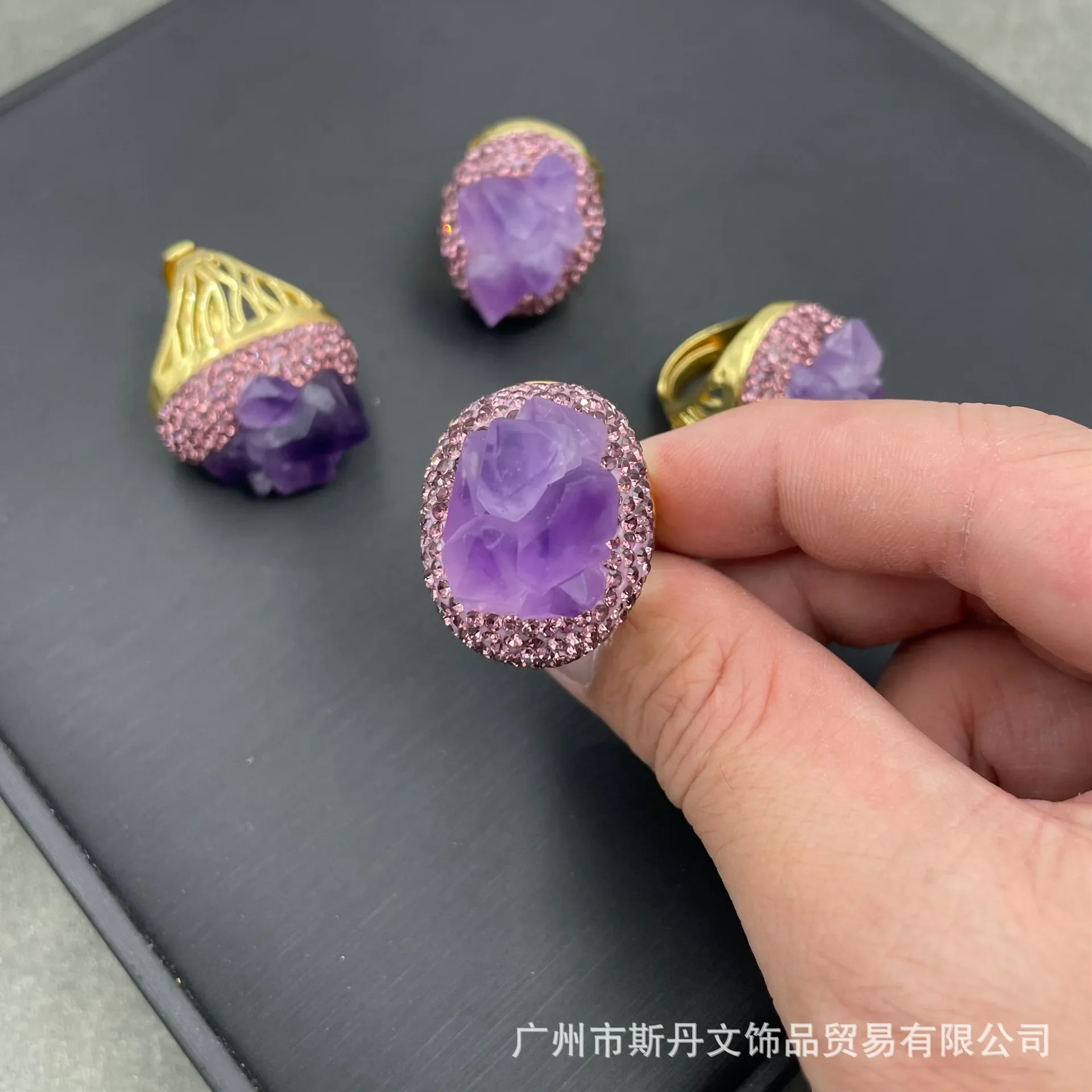 خام طبيعي زهرة الجمشت الخام خاتم الحجر الخام الأوروبية والأمريكية مطعمة خاتم الماس التشيكي شخصية متخصصة عبر الحدود #3