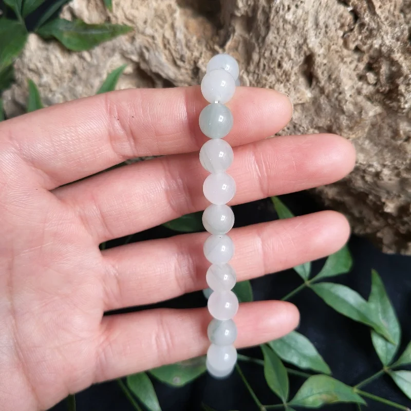 Crystal Clear Natural Tianshan Cui Jade Bracelet 8mm Bead Jade Bracelet Exquisite Gift Accessory For Boyfriend and Girlfriend