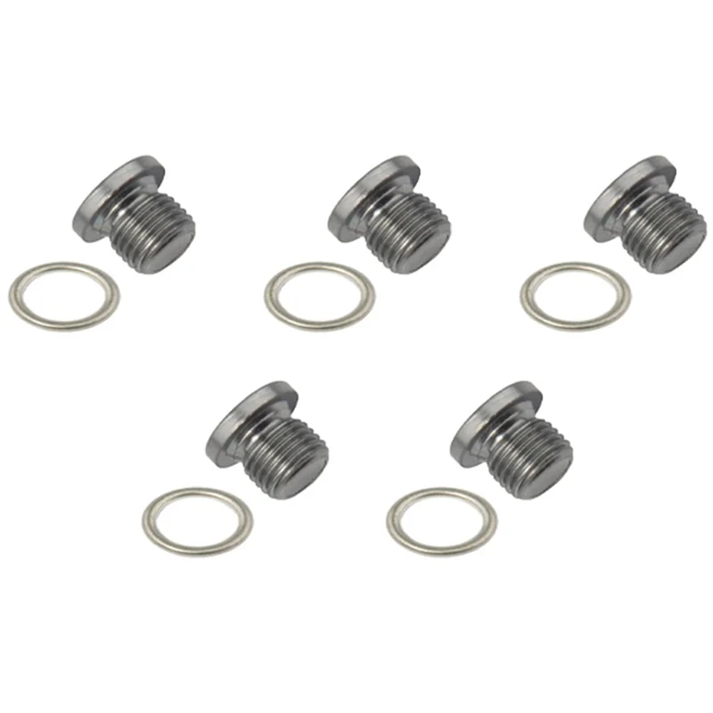 

A42M-5 PCS Engine Oil Pan Drain Plug Kit Silver Automotive Supplies For VW Jetta Golf CC PASSAT Q3 Q5 Q7 TT N0138157 N91167