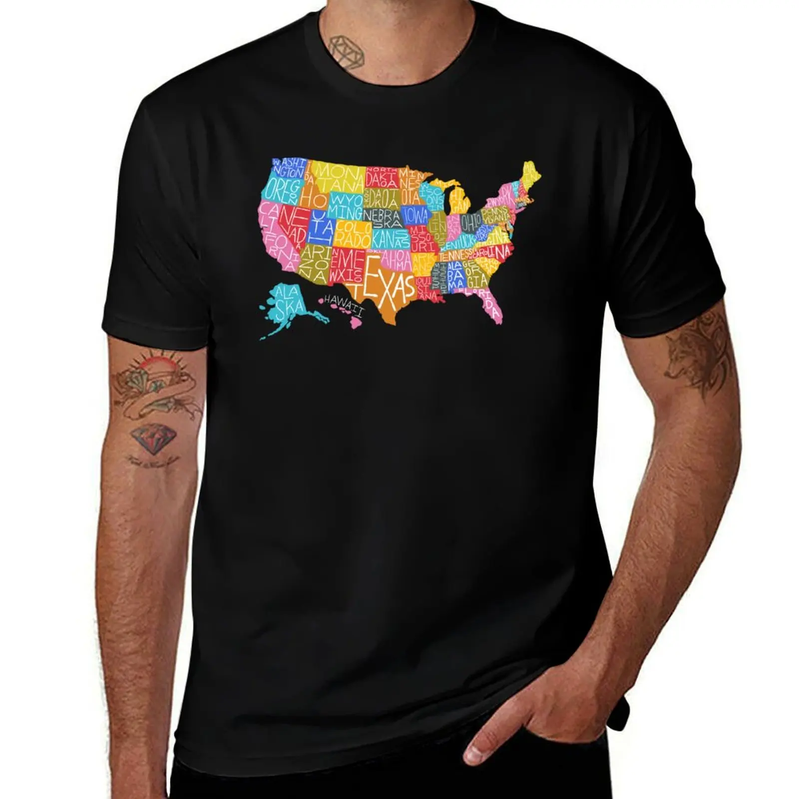 United States Map T-Shirt oversized t shirt cute clothes mens tall t shirts