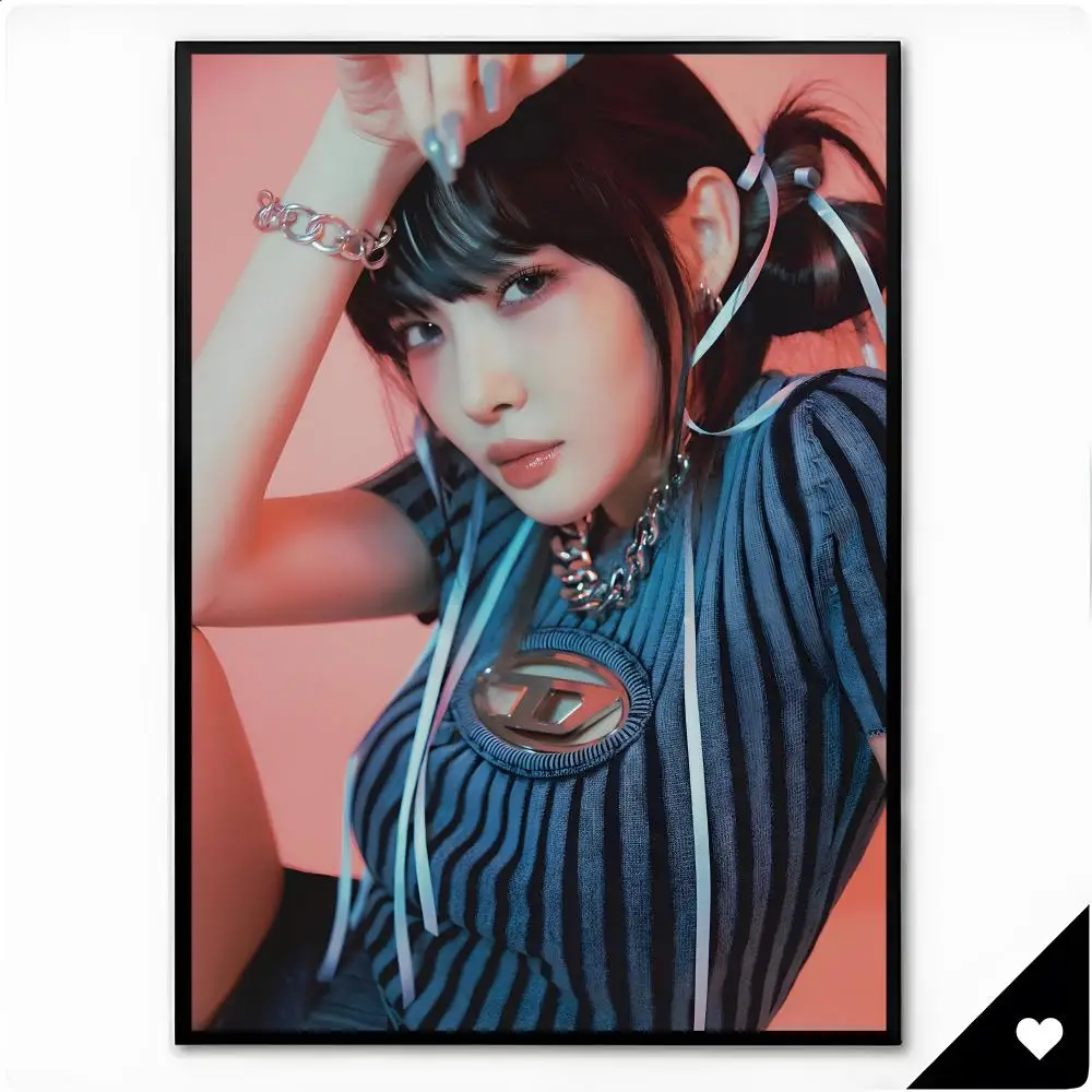 Singer Kpop Soloist K-Kim Chung Ha Poster Framed Wall Art Painting for Living Room Interior Decor and Gift Options