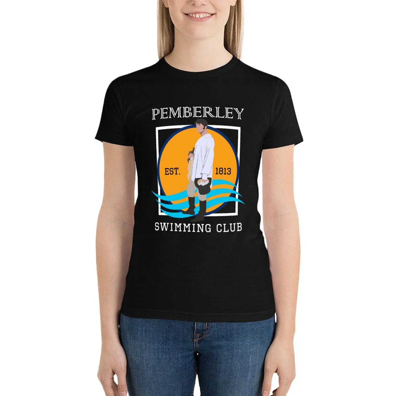 

Pemberley Swimming Club Est. 1813 - Pride and Prejudice WHITE T-Shirt Blouse oversized cute clothes tops for Women