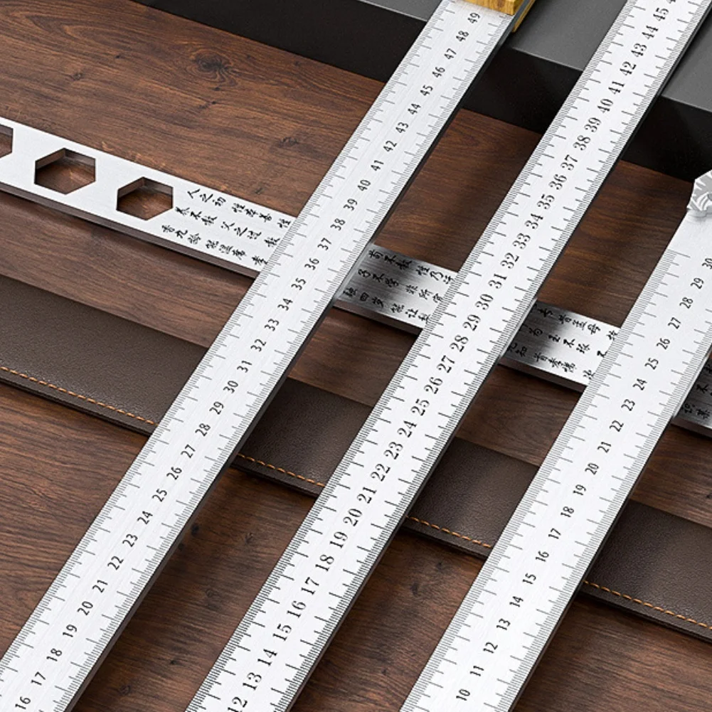 5mm Thickness Manganese Steel Measuring Ruler With Non-Slip Handle Versatile Multifunctional Scale Measuring Tool Defense Ruler