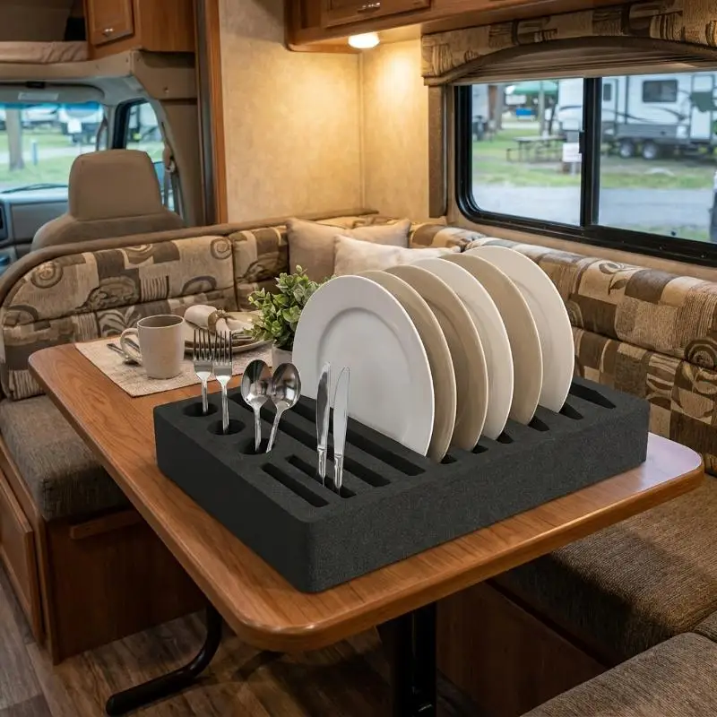 RV-Getränkehalter mit 8/13 Fächern, Schaumstoff, platzsparendes Gestell, rutschfester Getränkebecher-Organizer für Wohnwagen- und Campingausflüge – Detail 7