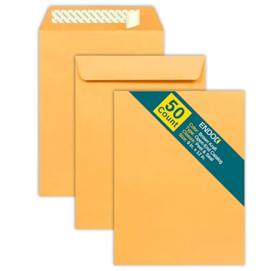 

Open End Envelopes Self Seal -/pack - Catalog Envelopes for Documents, Photos - 28lb Paper Brown Kraft Envelopes - Mailing Enve