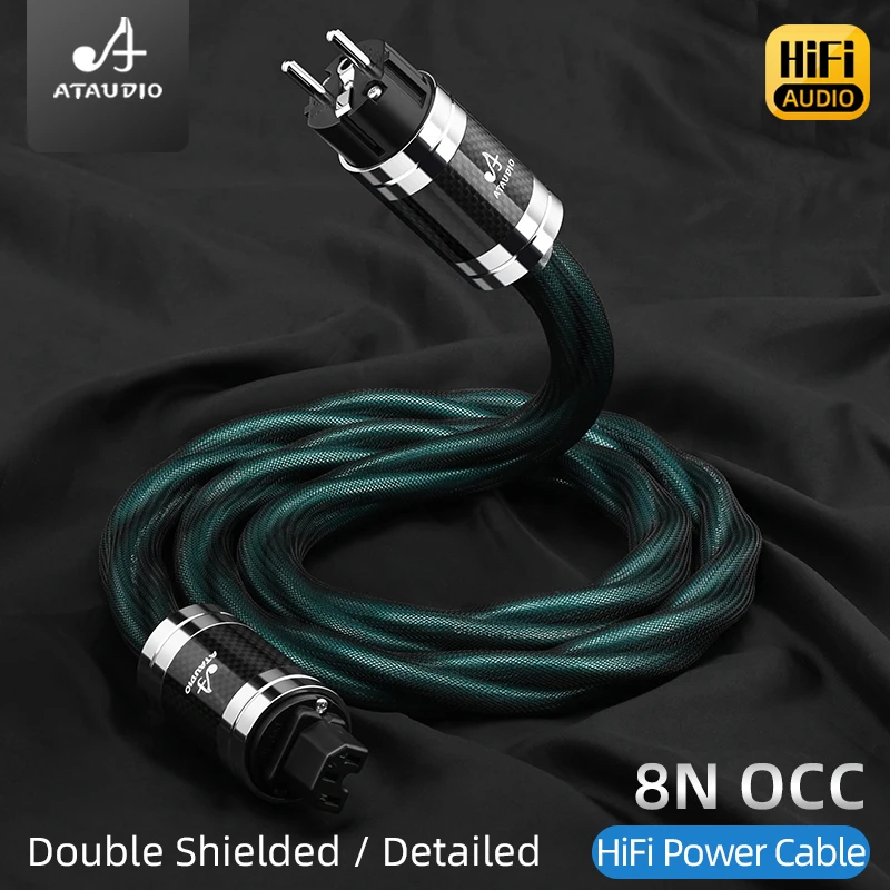 HiFi Power Cord High Quality 8N OCC HiFI Audio EU/US/AU Power Cable with Carbon Fibre Rhodium Plated Plug for Amplifier