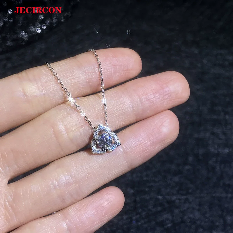 

Женское ожерелье с муассанитом JECIRCON длиной 0,5 карата, подвеска в виде сверкающей розы из стерлингового серебра S925, цепочка на ключицу на каждый день и подарок