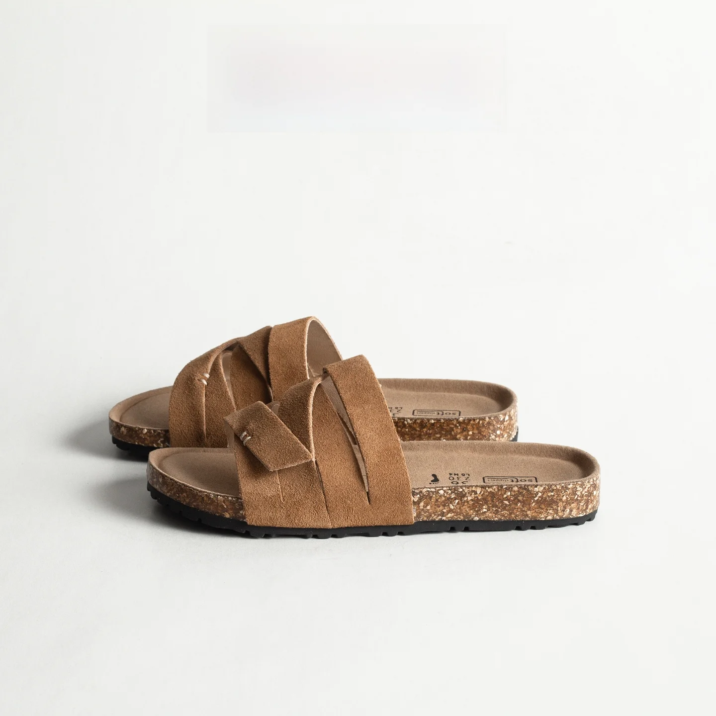 

Genuine Leather Retro Slip-On Sandals Women's Spring Summer Outdoor Casual Flat Toe-Open Beach Thong Slippers