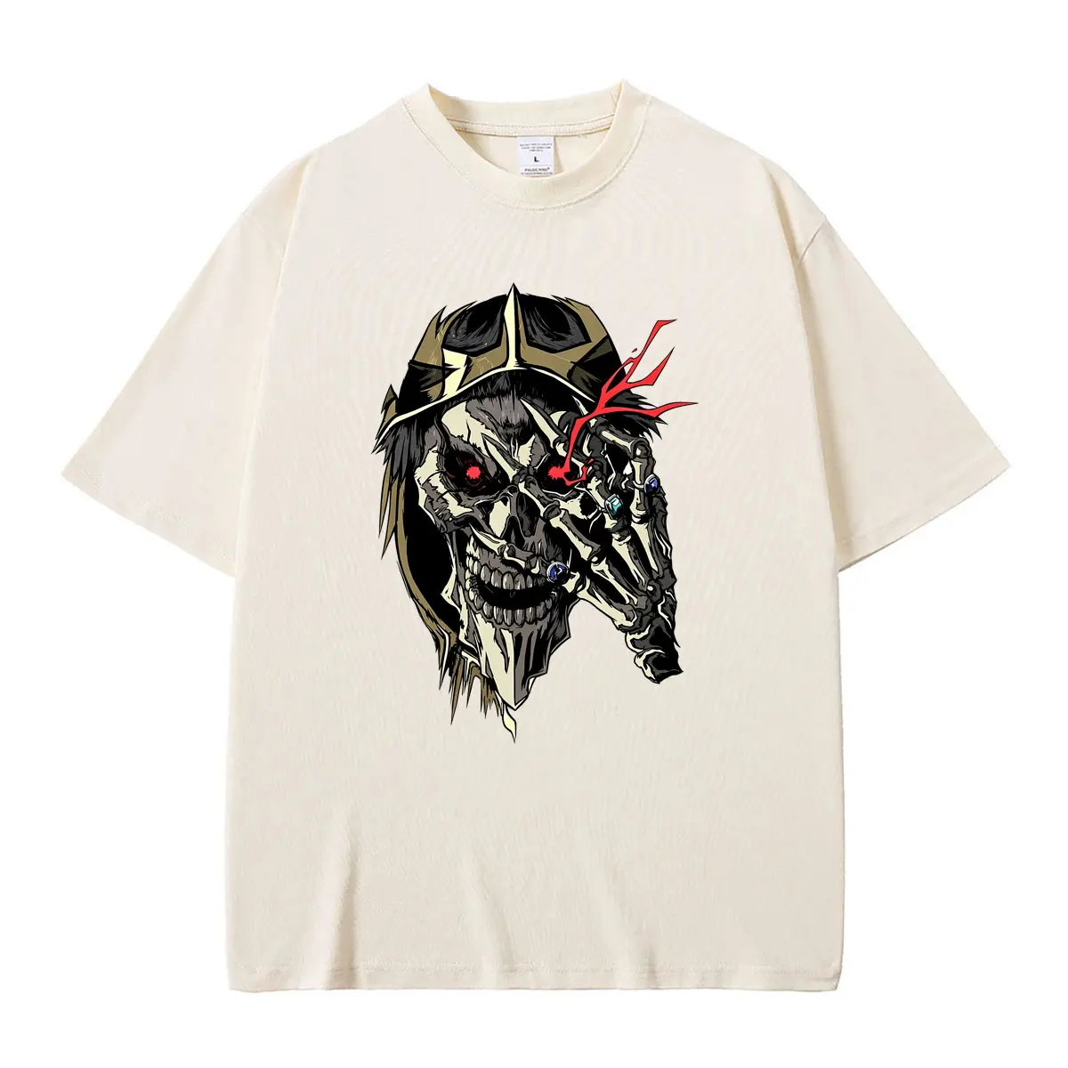 Anime Overlord Ainz Ooal Gown Skeleton Graphic T-shirt Men Women Casual Soft Cotton Oversized T Shirts Male Manga Harajuku Tops