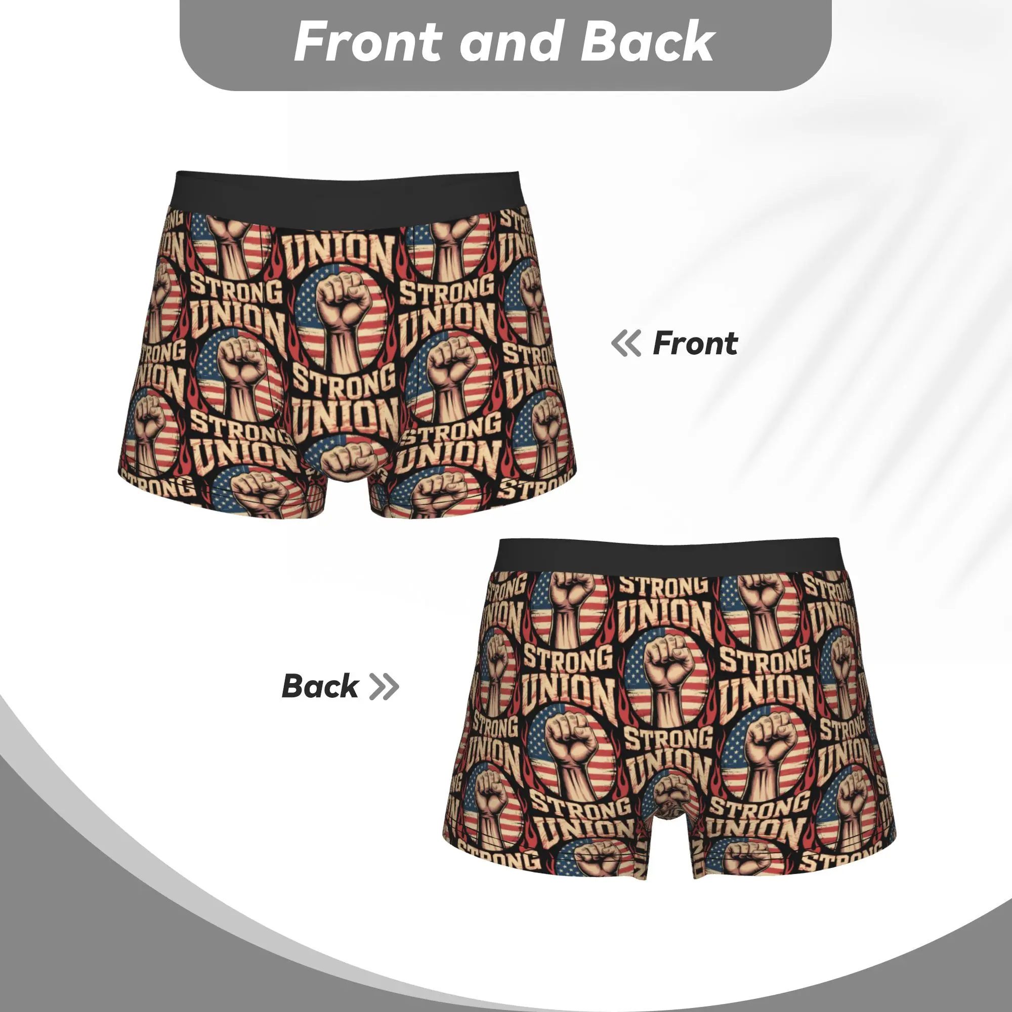 Union Strong Worker Labor Day  Labor Movement Underpants Breathbale Panties Man Underwear Ventilate Shorts Boxer Briefs view 4