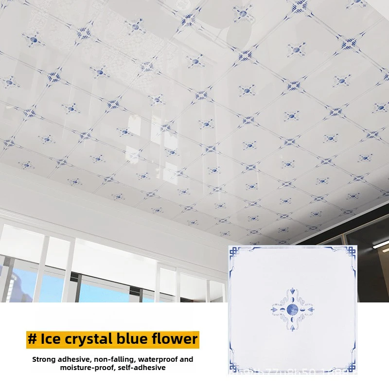 30*30cm Thick SXP Foam Self-Stick Ceiling Cover Waterproof Moisture/Oil Proof for Roof Tiles Cover Kitchen Upgrader Easy DIY