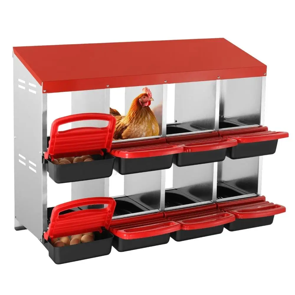 

8 Compartment Chicken Nest Box with Inclined Design for Easy Access and Cleaning Ideal for Farm Use
