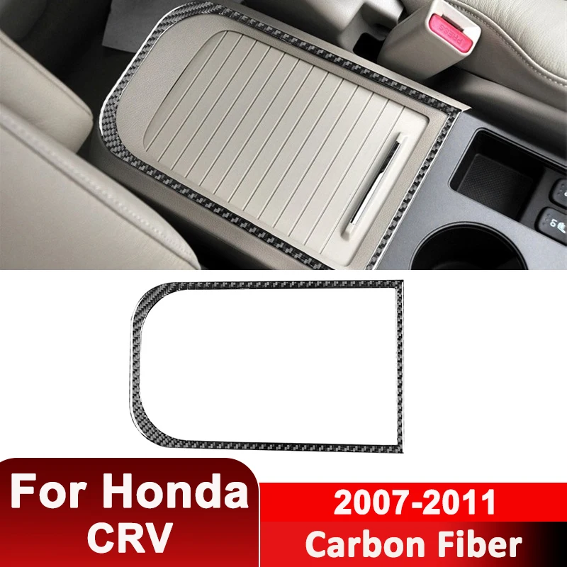 For Honda CRV 2007-2011 Carbon Fiber Car Console Storage Box Panel Trim Frame Decorative Sticker Interior Accessories
