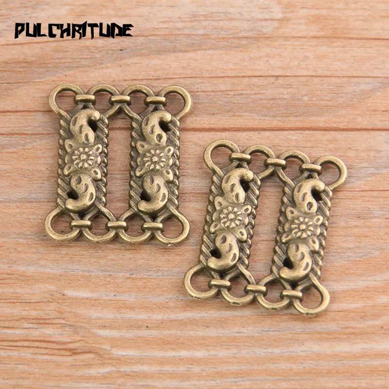 6pcs 25*30mm Three Color Zinc Alloy Hollow Carving Parallel Bars Connectors Jewelry Hairpin Making DIY Handmade Craft