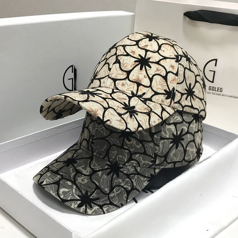 Tide Brand Ladies Baseball Cap Summer Outdoor Travel Leisure Flower Peaked Caps Spring and Autumn All-match Fashion Sun Hat