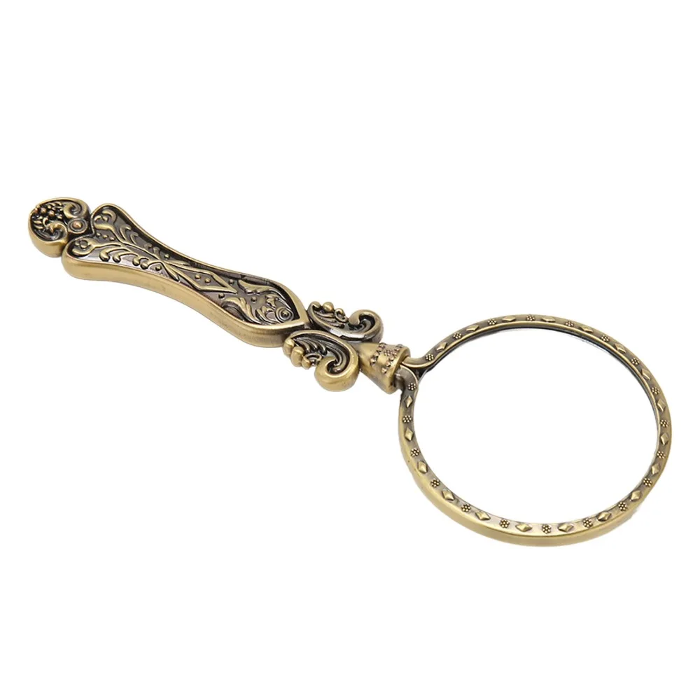 

Bronze Finish Retro Magnifying Glass Slipless Handle Antique Gold Vintage Magnifying Glass Alloy Material Portable Magnifier