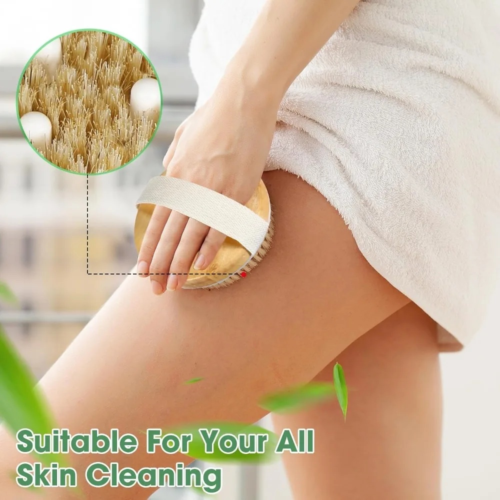 Dry Brushing Body Brush Shower Brushing Removes Dry Skin with Massage Nodes Natural Bristle Improve Skin Bathroom Accessories