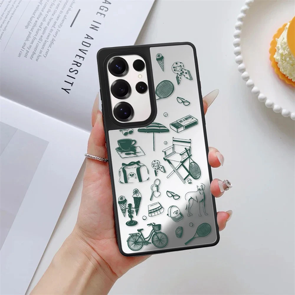 Creative Tennis Equipment Mirror Surface Magnetic Phone Cover for Samsung Galaxy S23 S24 S25 S26 Ultra S26+ Plus Case