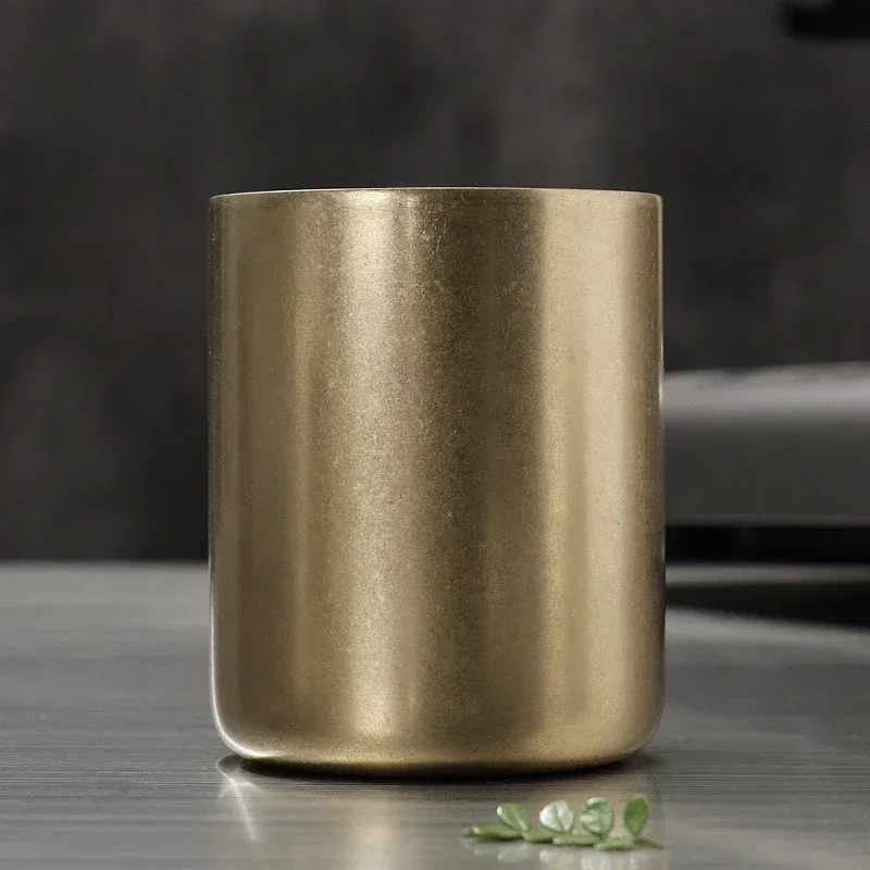 320ml Retro 304 Stainless Steel Double-walled Coffee Mug with Lid, Outdoor Camping Anti-fall Milk Tea Cold Drink Beer Cup