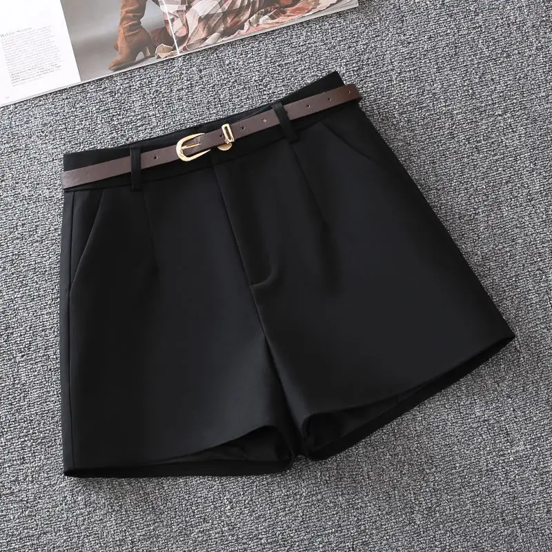 Women Clothing Summer Korean Fashion High Wiast Slim Suit Shorts Office Lady Elegant Business Solid Pockets Short Pants JJ105