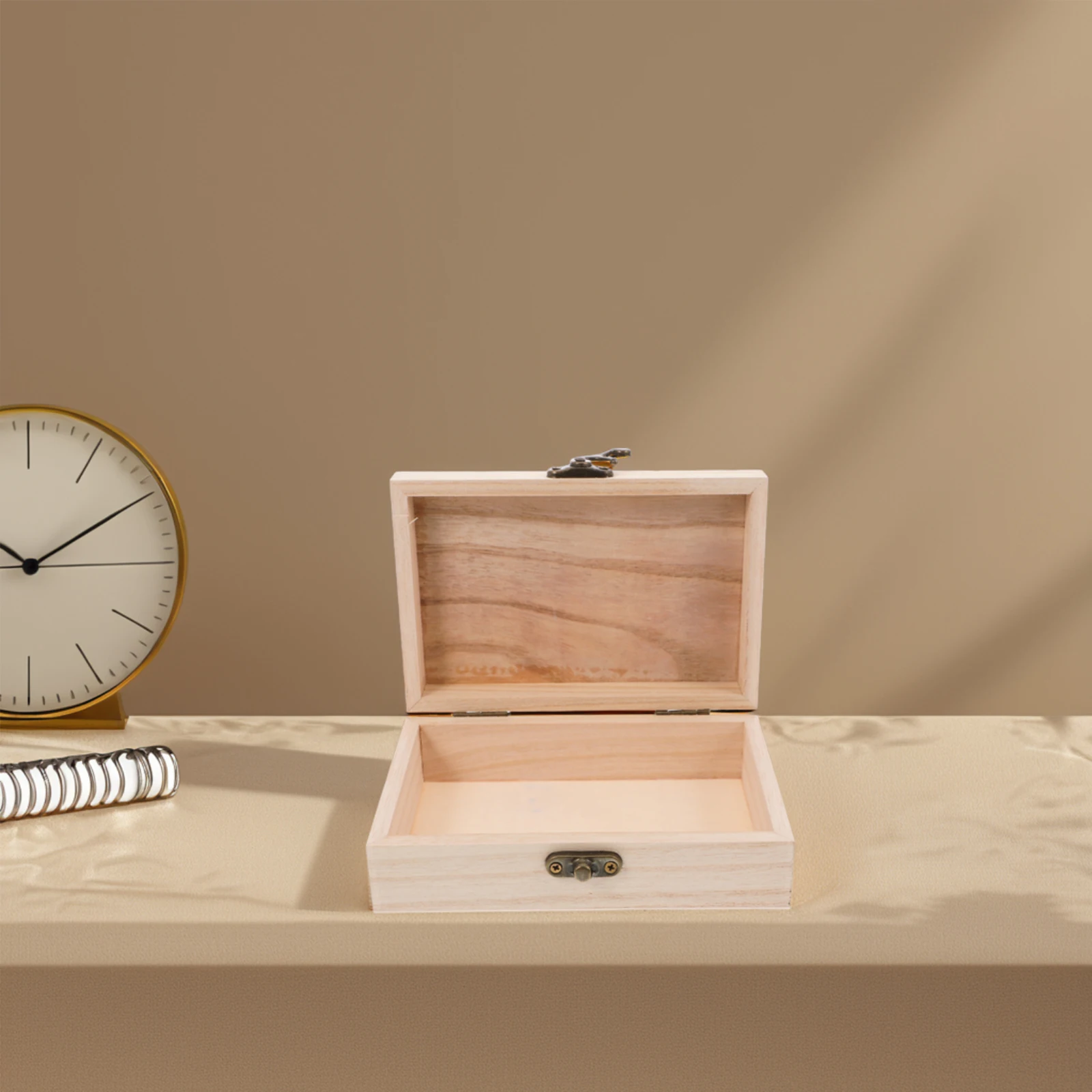 

Rectangular Wood Storage Box Lock Unfinished Craft Personalized Jewelry Keepsake Chest Small Treasure Home Decor