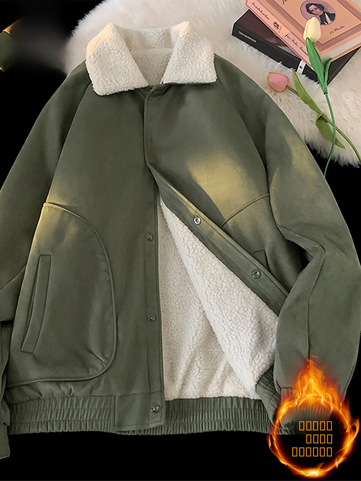 

Мужская утепленная куртка Nainiu в американском стиле из овечьего вельвета, теплая рабочая куртка из хлопка с воротником-стойкой и застежкой-молнией