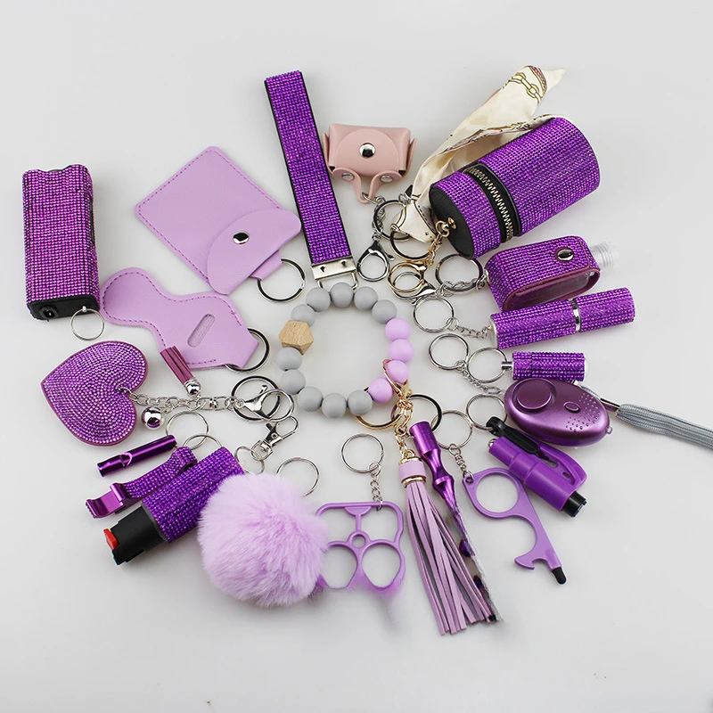 Self Protection Keychains Set para mulheres, conta, pulseira, conjunto completo, chaveiro, 21pcs