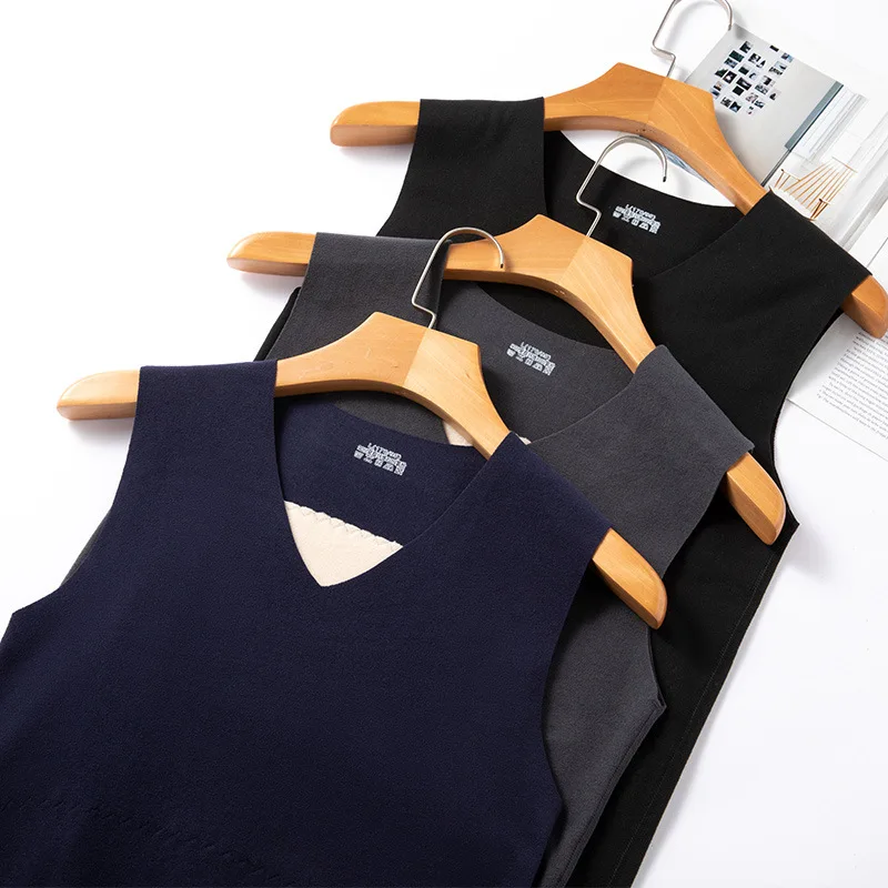 1pcs Autumn Winter Mens Patch Thermal Vest Seamless Warm Lingerie Male Comfortable Warm Top Man Inner Wear Sleeveless Base Shirt