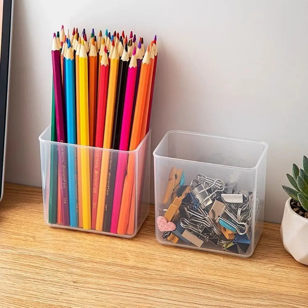 

Transparent Wall Mount Pen Pencil Holder Large Capacity Multifunction Pencil Storage Box Self-adhesive Pen Stand