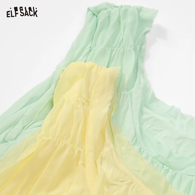 ELFSACK 2024 Summer New Arrivals French sleeveless dress, feminine and artistic style long skirt