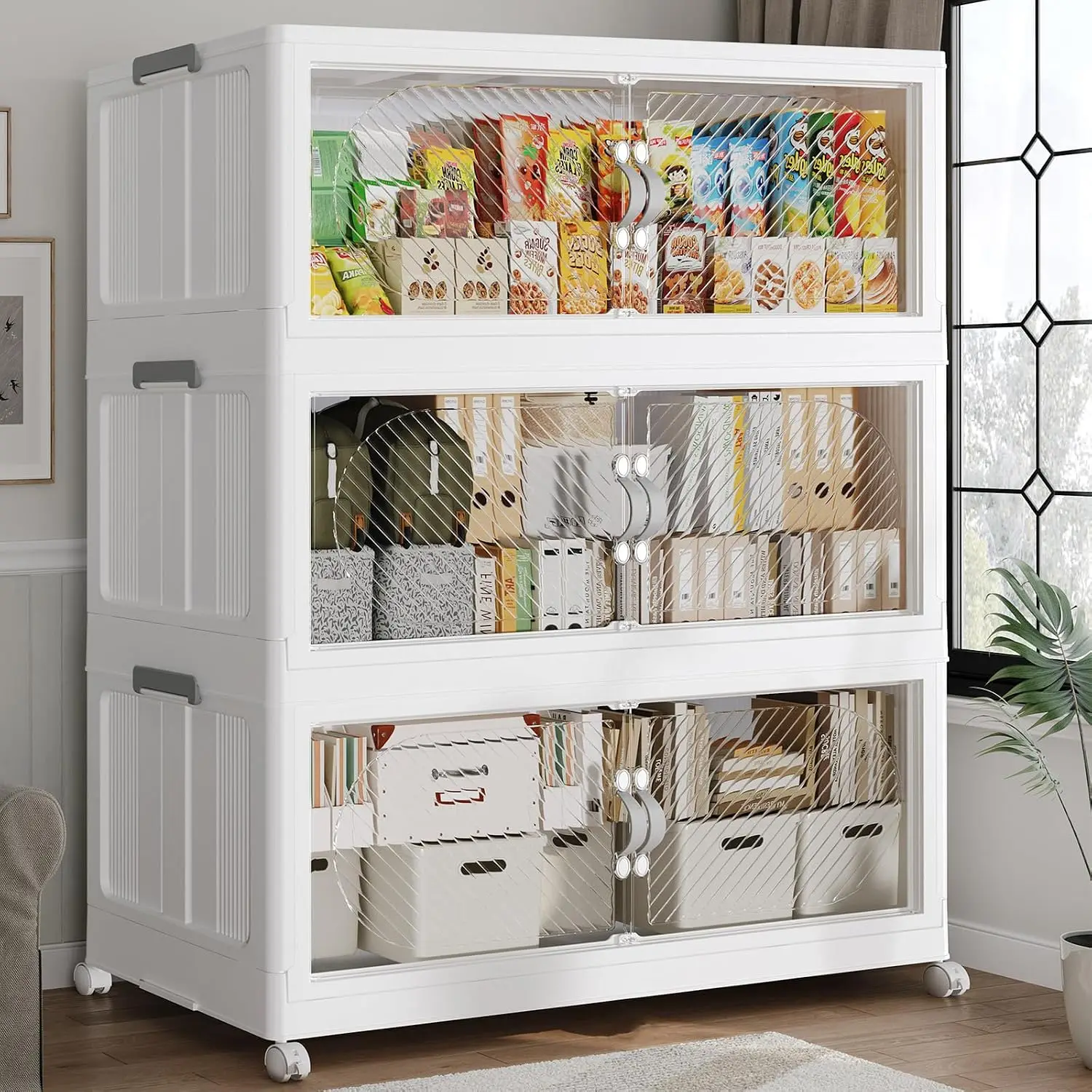 90GAL Plastic Storage Bins with Lid, 360QT Extra Large Stackable Closet Organizers and Storage, Collapsible Storage Boxes