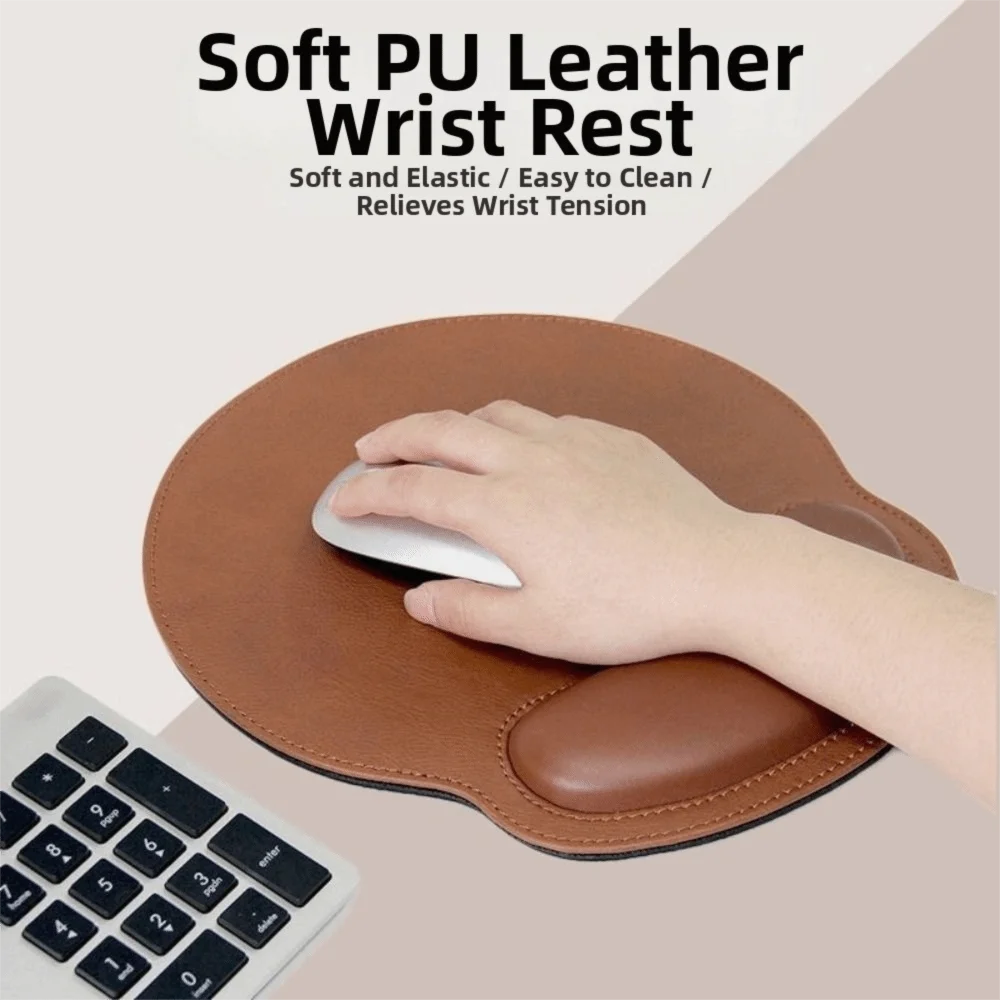 Comfortable PU Leather Mouse Pad Non-Slip with Wrist Rest Mice Mats Waterproof Computer Mouse Pad Gaming Use