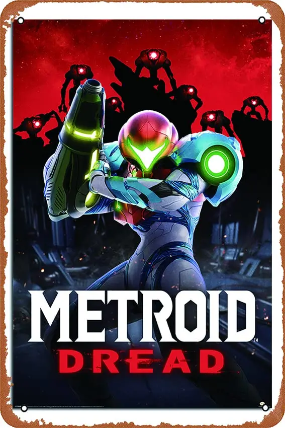 Metroid Dread Poster Vintage Metal Tin Sign,Wall Decor For Bars,Coffee Bar Decor,Home Wall Decor 12X8 Inch