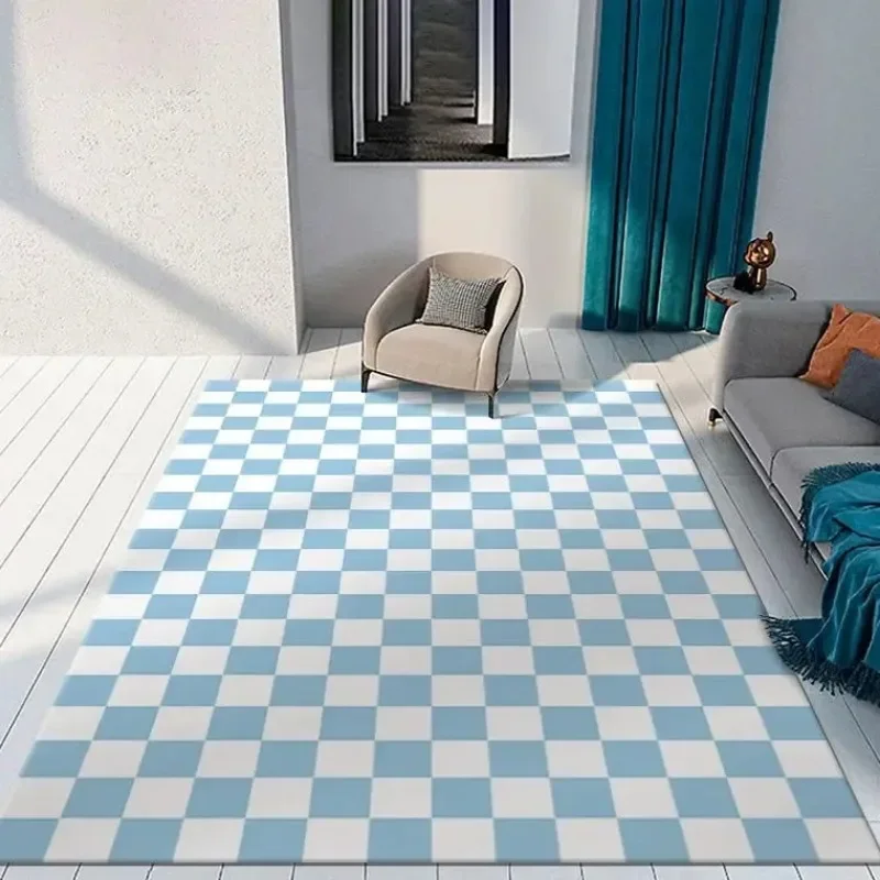 Color Checkerboard Plaid Carpet Moroccan Living Room Bedroom Rug Anti-skid Entry Door Mats Household Bedside Rugs Bay Window Mat