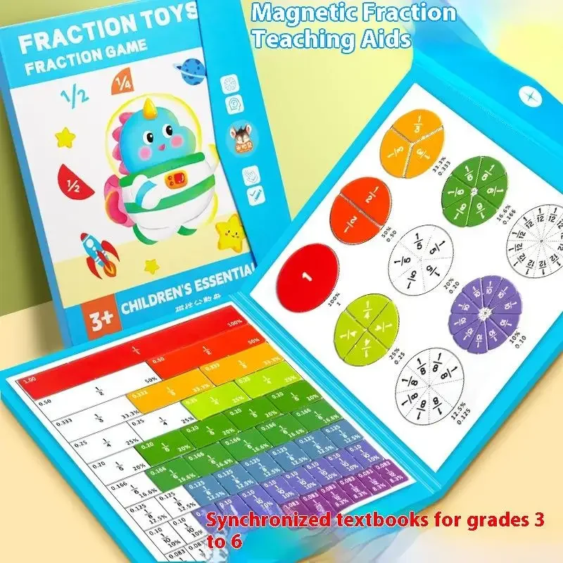 1 Set Piastrelle per frazioni magnetiche per bambini e cerchi di frazioni Manipolatori matematici per giocattoli educativi per frazioni magnetiche elementari
