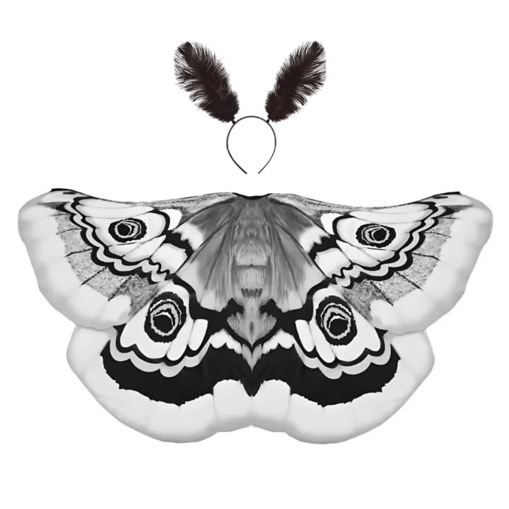 Elegant Polyester Butterfly Wing Shawl with Headpiece DIY Decor Moth Themed Costume Moth Shawl Themed Parties