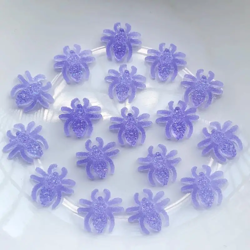 60pcs Purple crystal spider resin flat back Rhinestone earrings decorative DIY jewelry making accessories nail art decorations