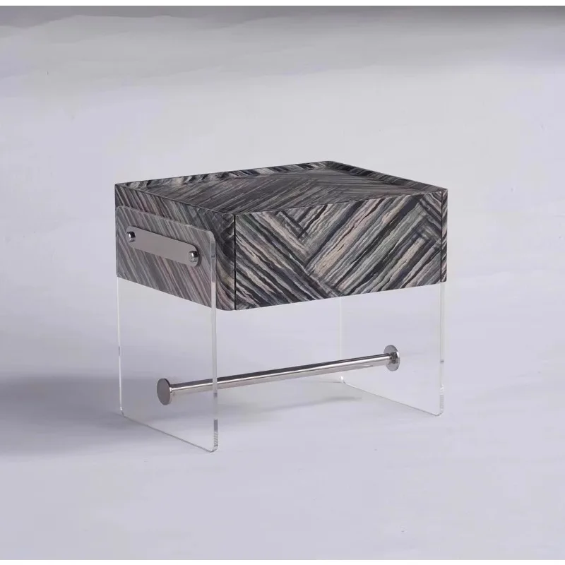 Bedside table Light luxury simple modern high-end artistic acrylic storage cabinet Creative bedside storage cabinet Side cabinet