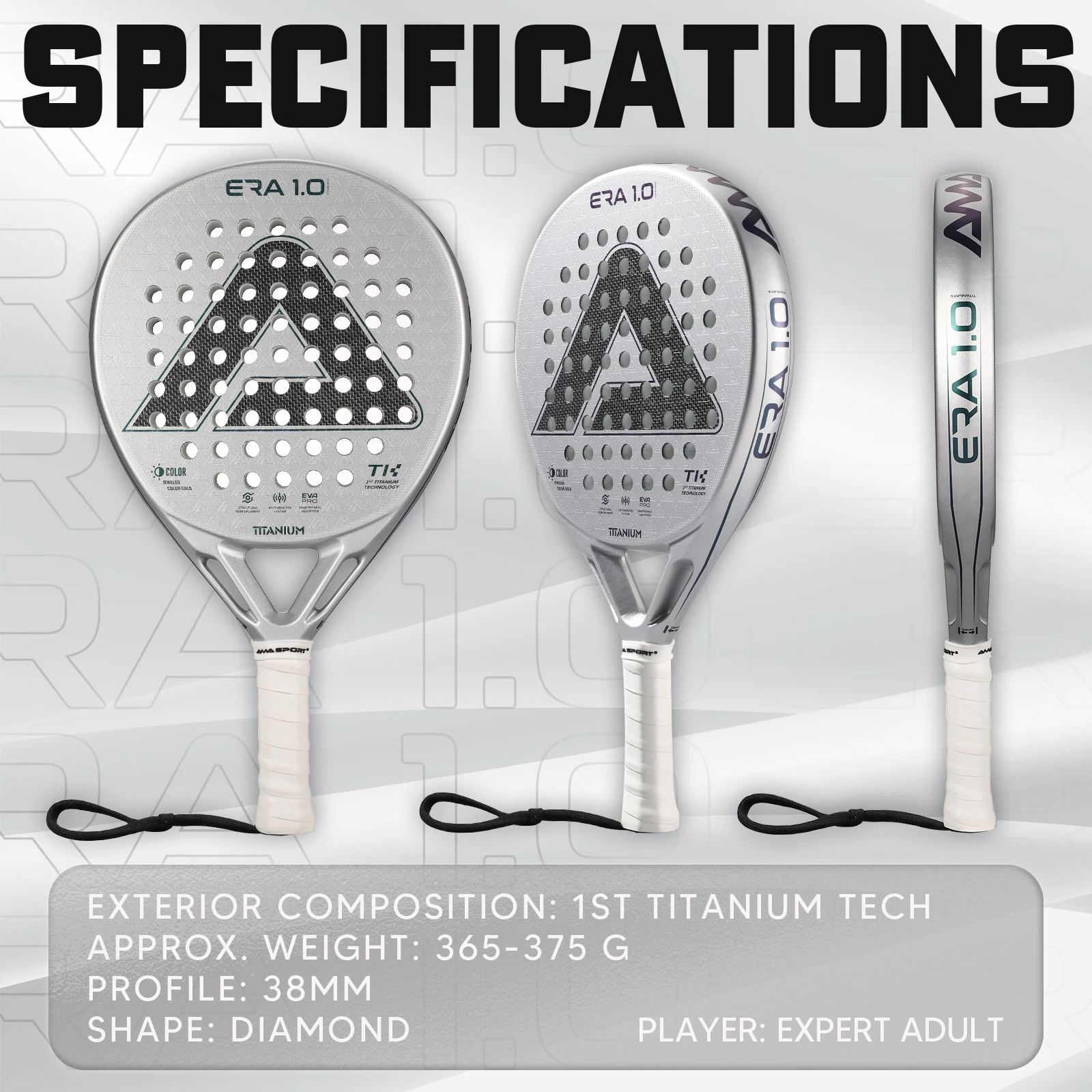 AMASPORT Padel Racket Titanium-Tech & Intemligence Rebound Cork توفر الارتداد التكيفي المتوازن الذي يدعم التحكم القوي #4