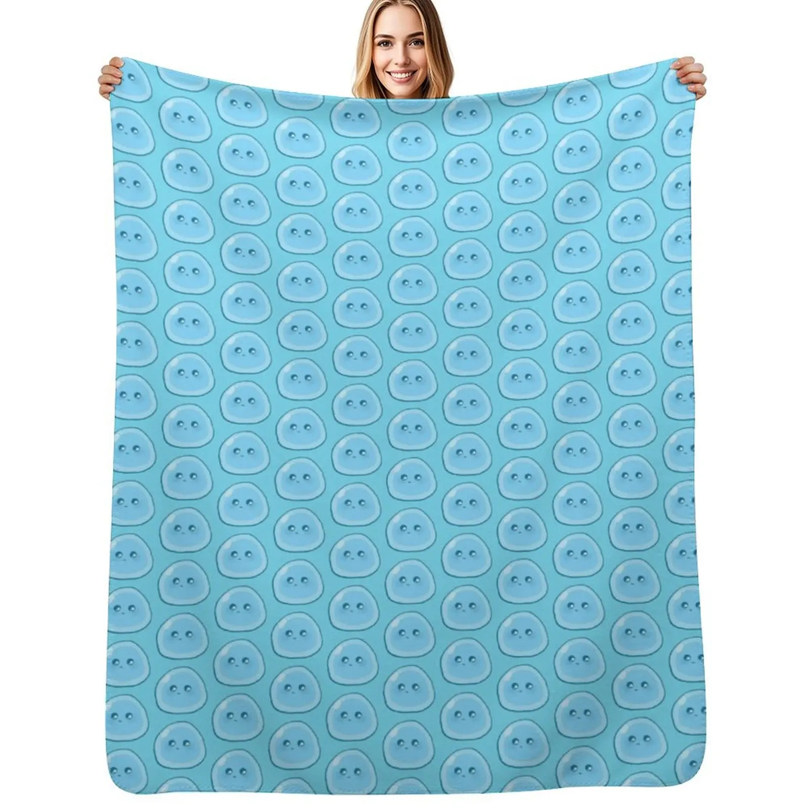 Cute Blue Slime Throw Blanket Comforter Large Thermal Summer Beddings Sofa Bed linens Blankets